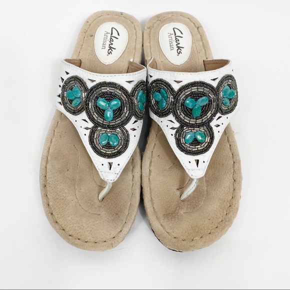 clarks beaded flip flops